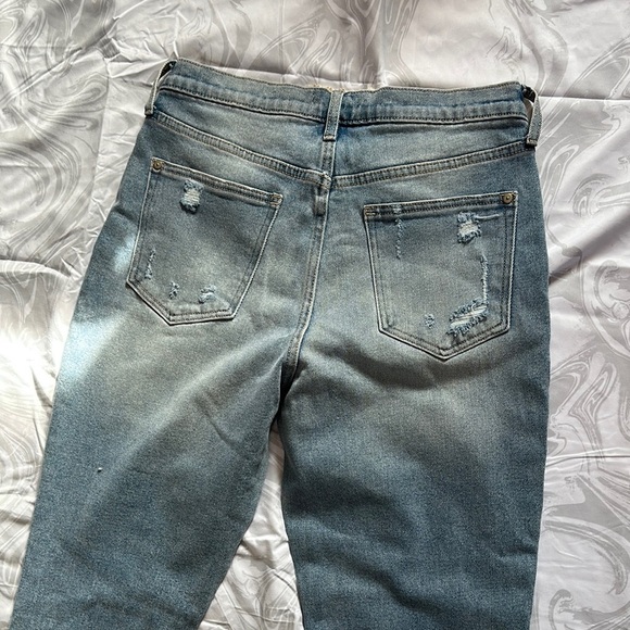 Altar'd State Boyfriend Blue Jeans with Distressed Vintage Look - Picture 5 of 7